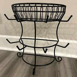 Elegant Black Metal Wire Basket Stand